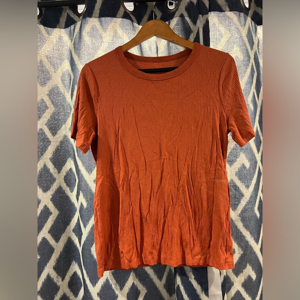 A New Day Burnt Orange Ribbed Tee Size XL